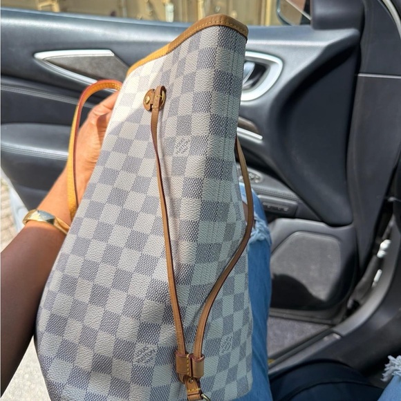 Louis Vuitton Tan and White Checkered Tote - Picture 6 of 13